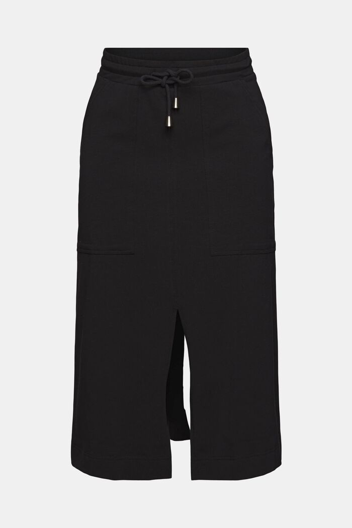 Jersey skirt with a drawstring pattern, BLACK, detail image number 2