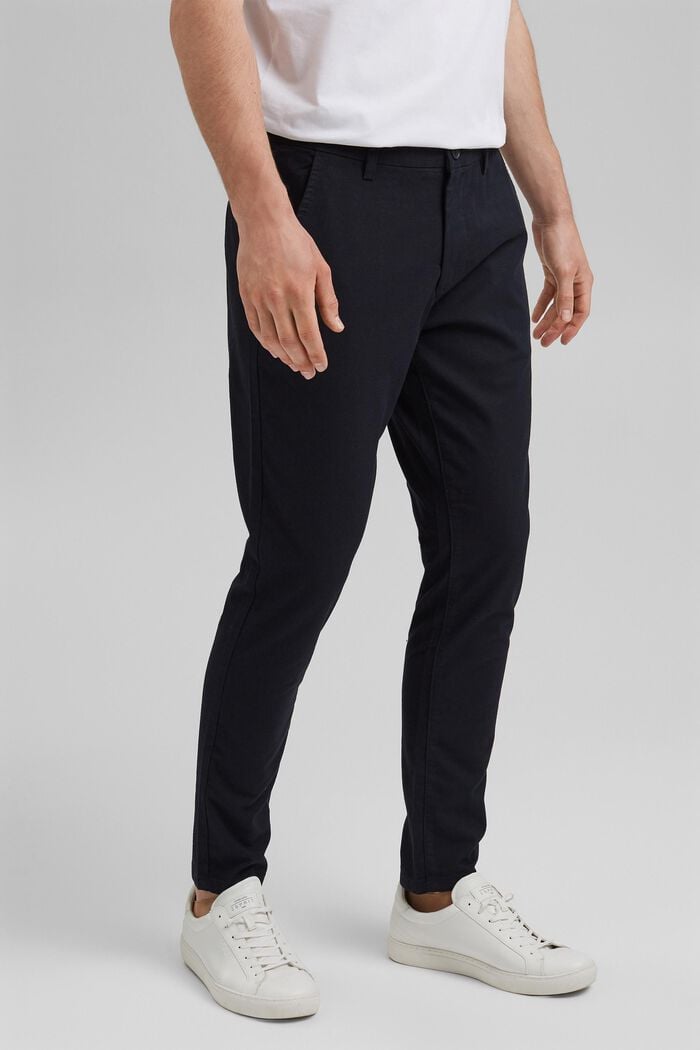 Two-tone suit trousers made of blended cotton, NAVY, detail image number 0