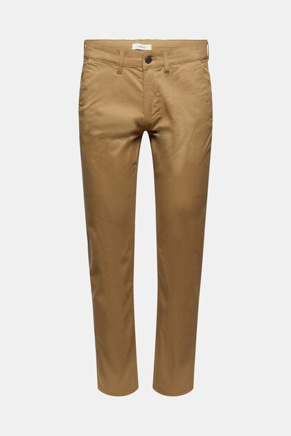 Stretch chinos, organic cotton, CAMEL, overview