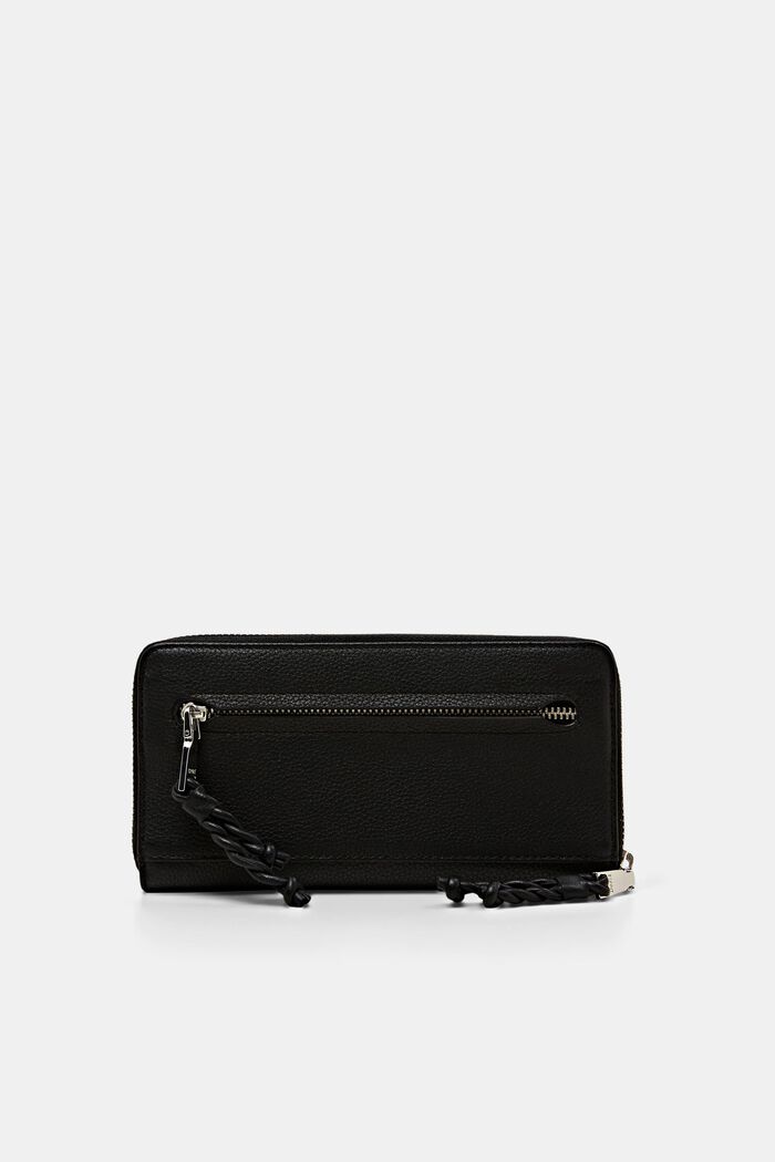 Large leather zip around purse, BLACK, detail image number 2
