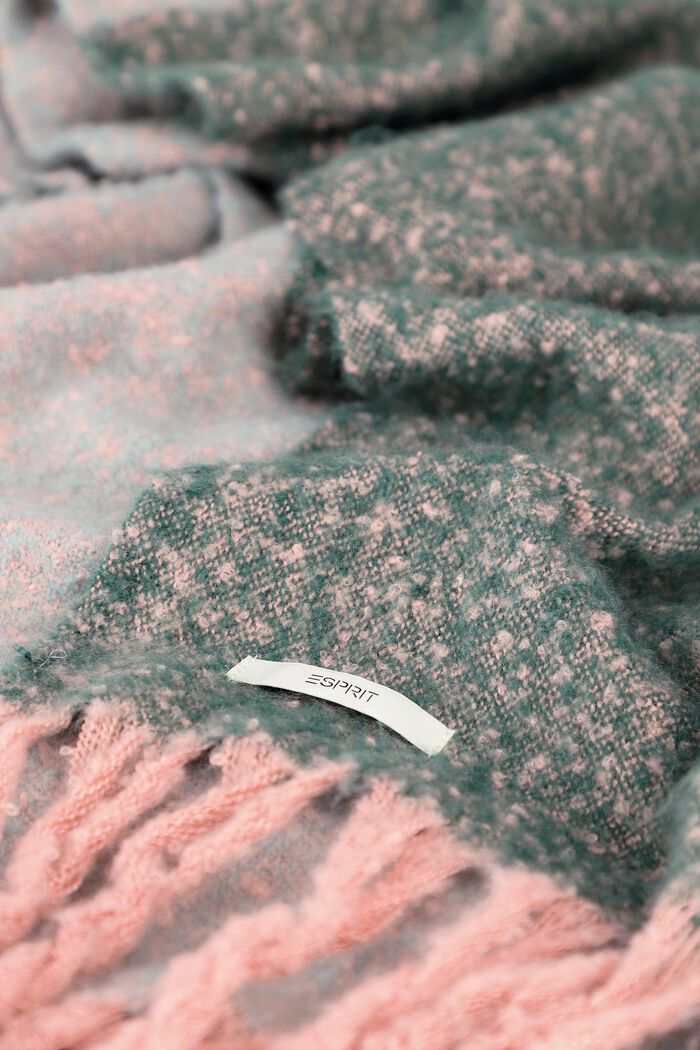 Mottled throw with fringes, GREEN, detail image number 1