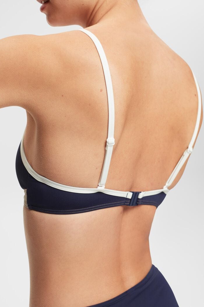 Tri-colour bikini top with variable straps, NAVY, detail image number 3
