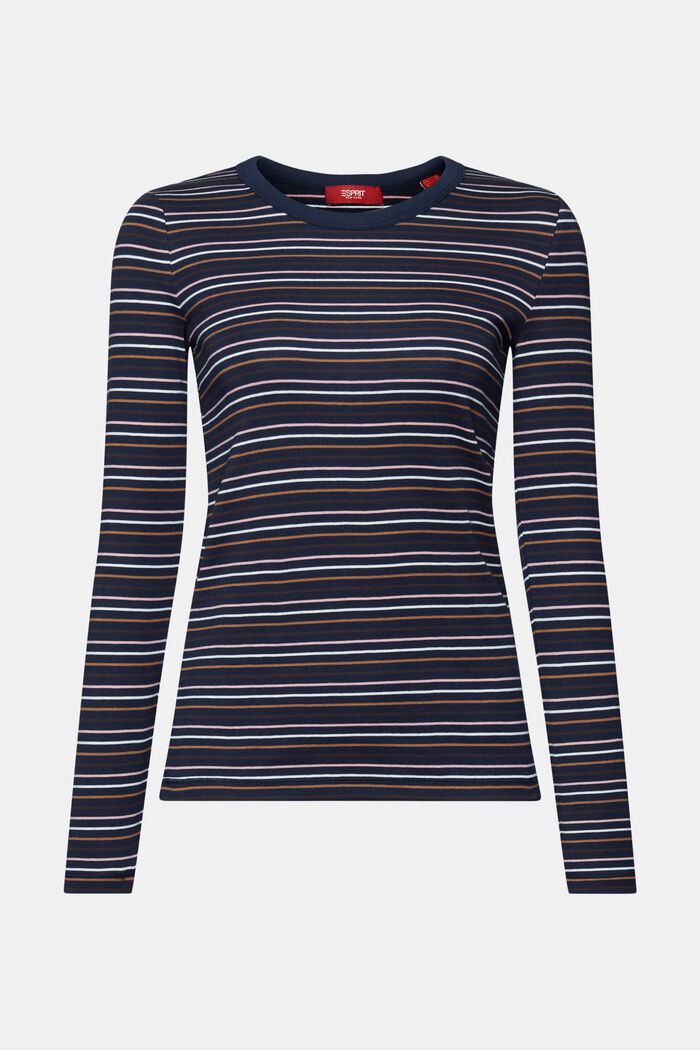 Striped long sleeve top, organic cotton, NAVY BLUE, detail image number 6