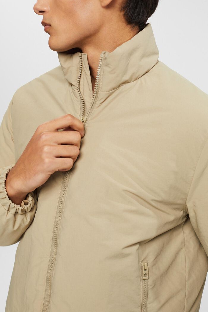 Puffer jacket with stand-up collar, PALE KHAKI, detail image number 2