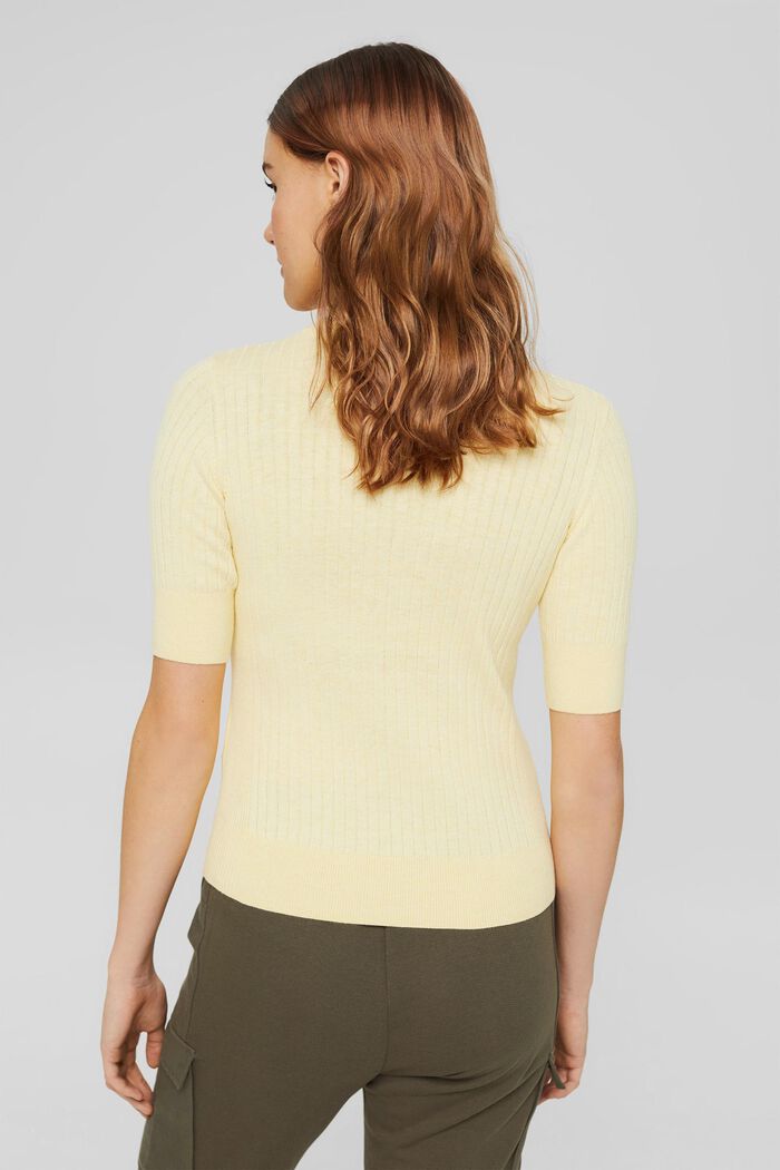Short-sleeved ribbed sweater, PASTEL YELLOW, detail image number 5