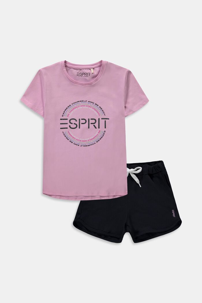 Set: T-shirt and shorts made of cotton jersey, PINK, detail image number 0