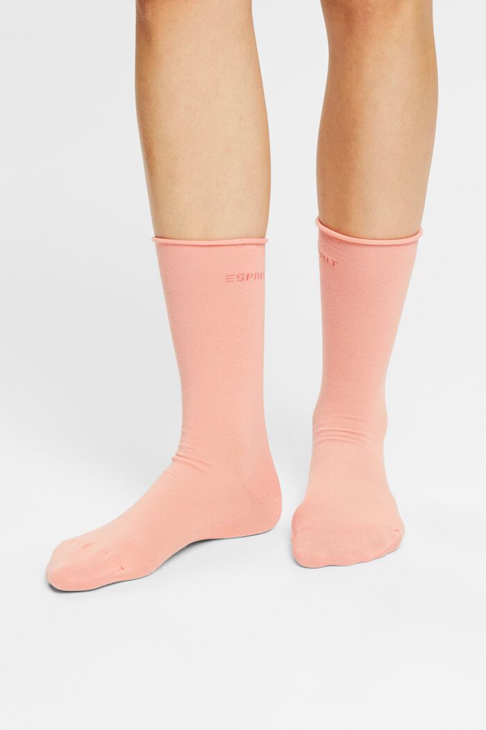 Blended cotton socks with rolled cuffs