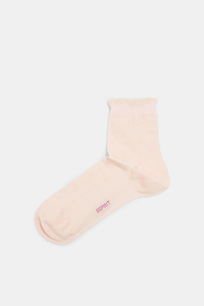 Polka dot socks with a frilled edge