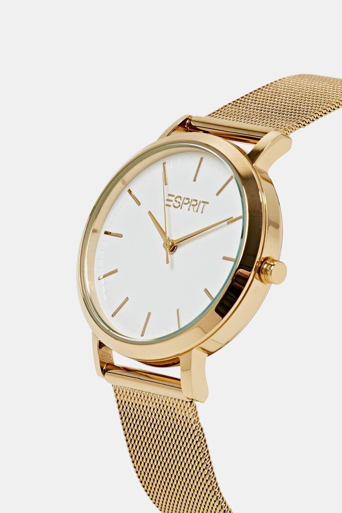 Stainless steel watch with a mesh strap, GOLD, detail image number 1