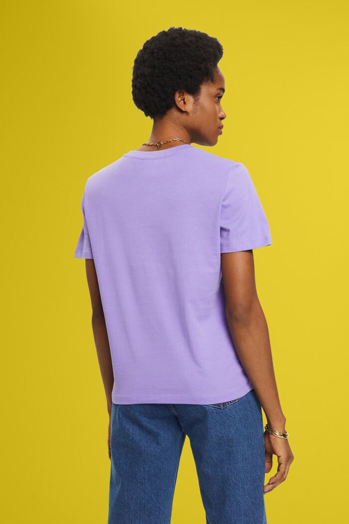 Cotton t-shirt with print, PURPLE, detail image number 3