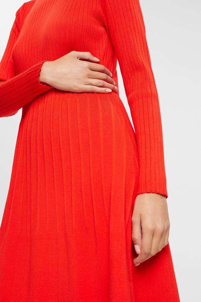 Rib-knit dress, RED, detail image number 0