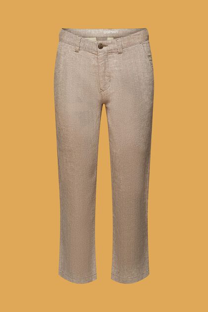 Cotton and linen blended herringbone trousers
