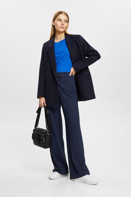 Mid-rise wide leg trousers