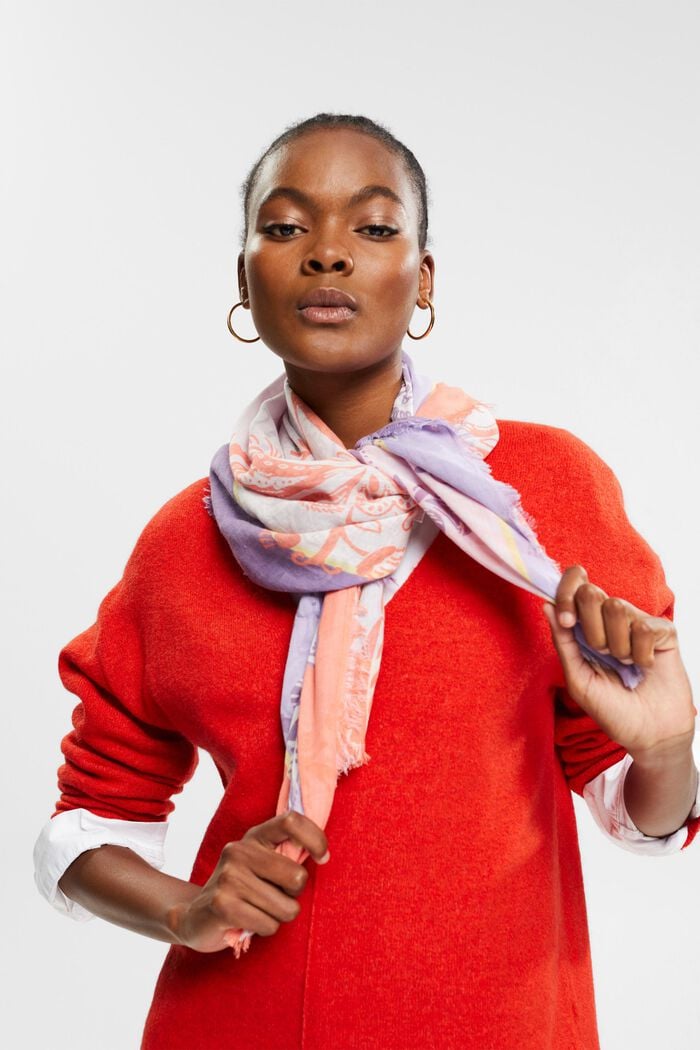 Patterned cotton blend scarf