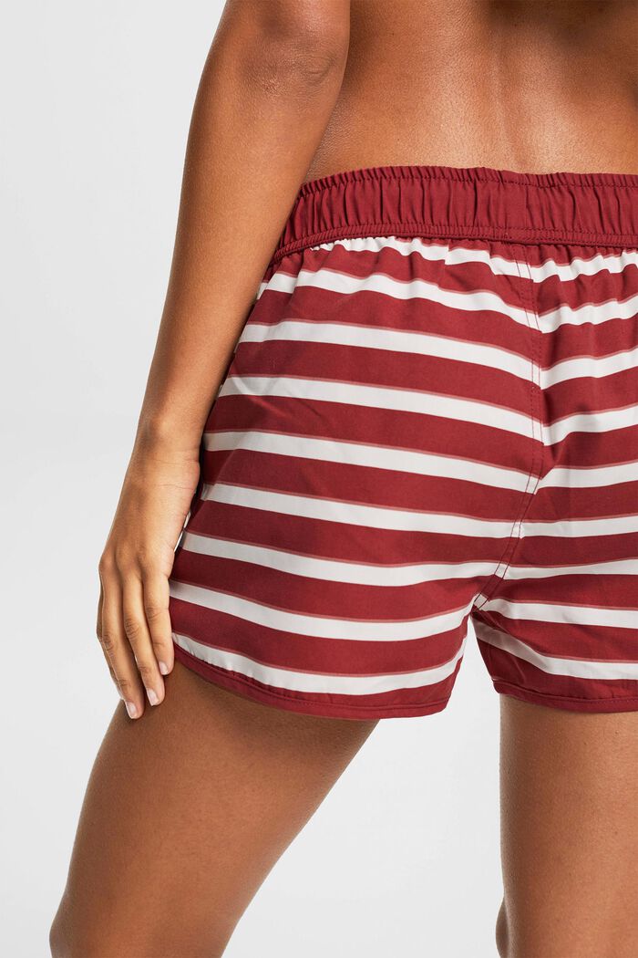 Striped beach shorts, DARK RED, detail image number 3