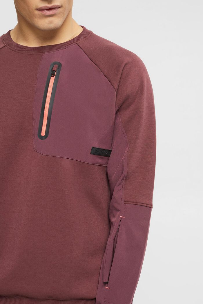 Sweatshirt with breast zip pocket, BORDEAUX RED, detail image number 0
