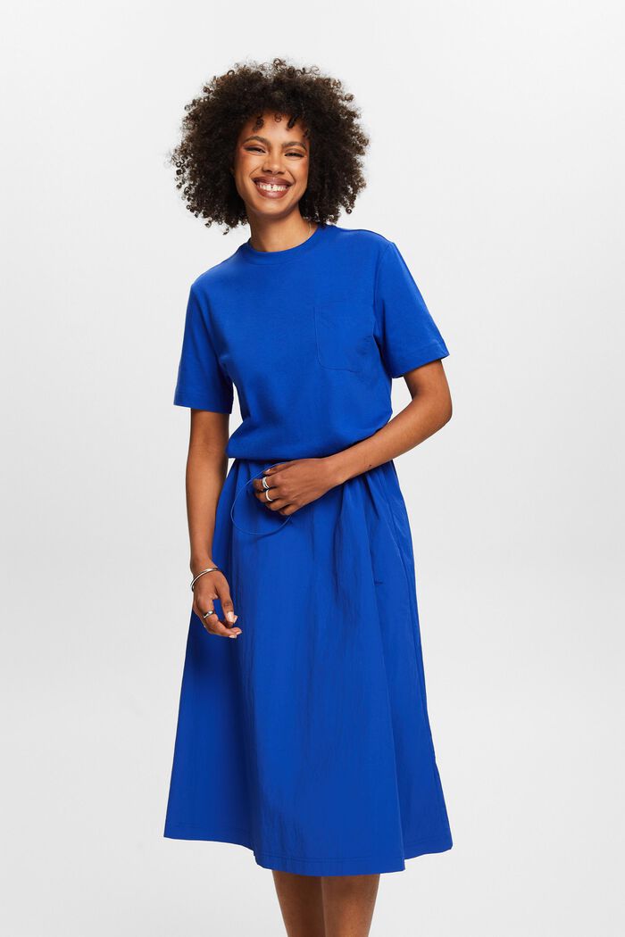 Mixed Material Midi Dress, BRIGHT BLUE, detail image number 4