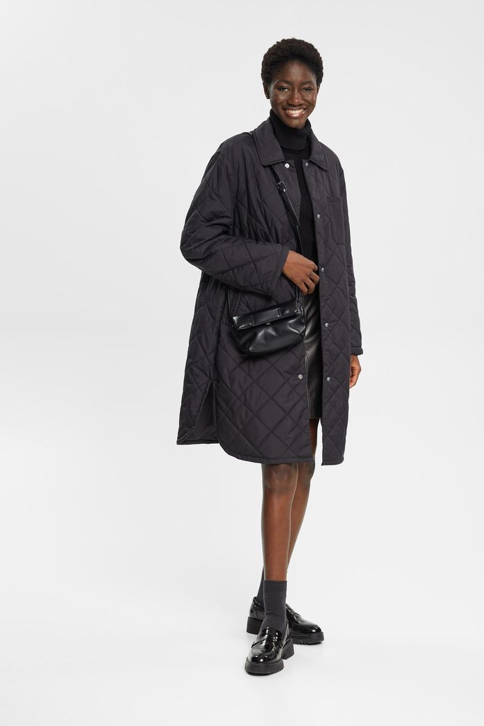 Ultra-lightweight quilted coat, BLACK, detail image number 1