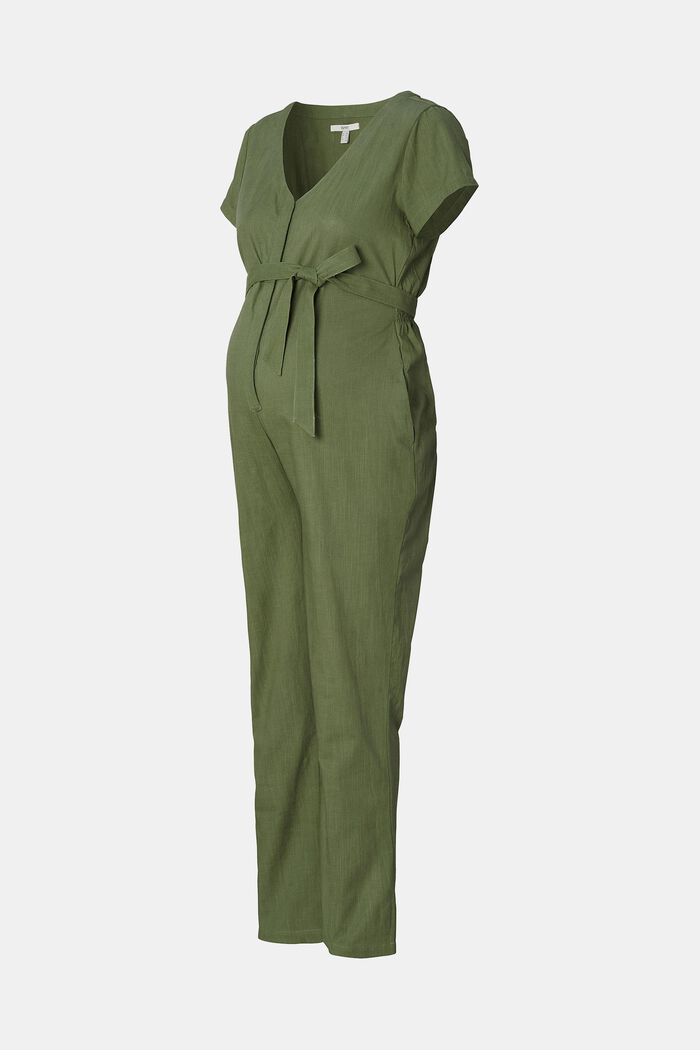 MATERNITY Belted Jumpsuit, OLIVE GREEN, detail image number 4