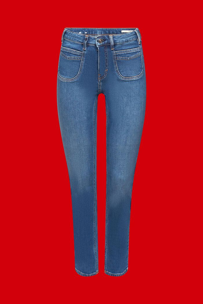High-rise slim fit jeans, BLUE MEDIUM WASHED, detail image number 6