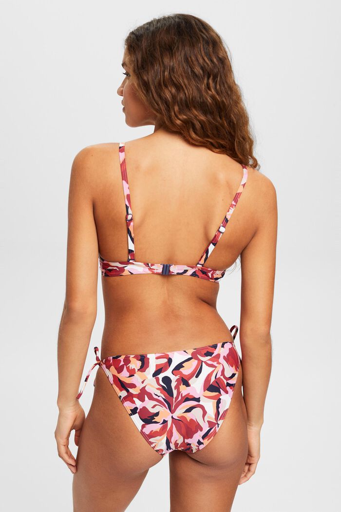 Padded and underwired bikini top with floral print, DARK RED, detail image number 3