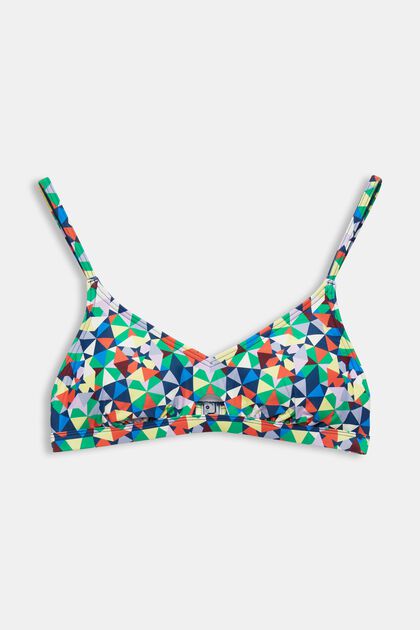 Recycled: padded bikini top with all-over pattern