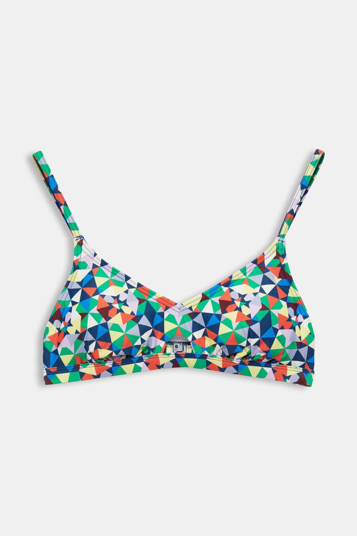 Recycled: padded bikini top with all-over pattern, GREEN, detail image number 4