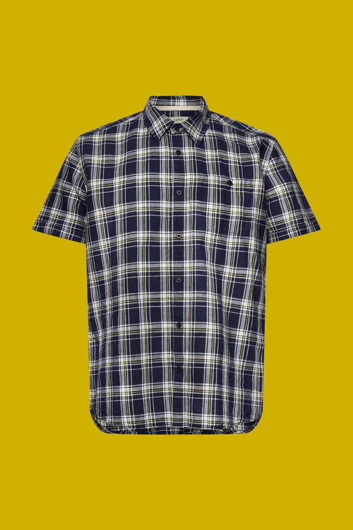 Checked short-sleeve shirt, NAVY, detail image number 5