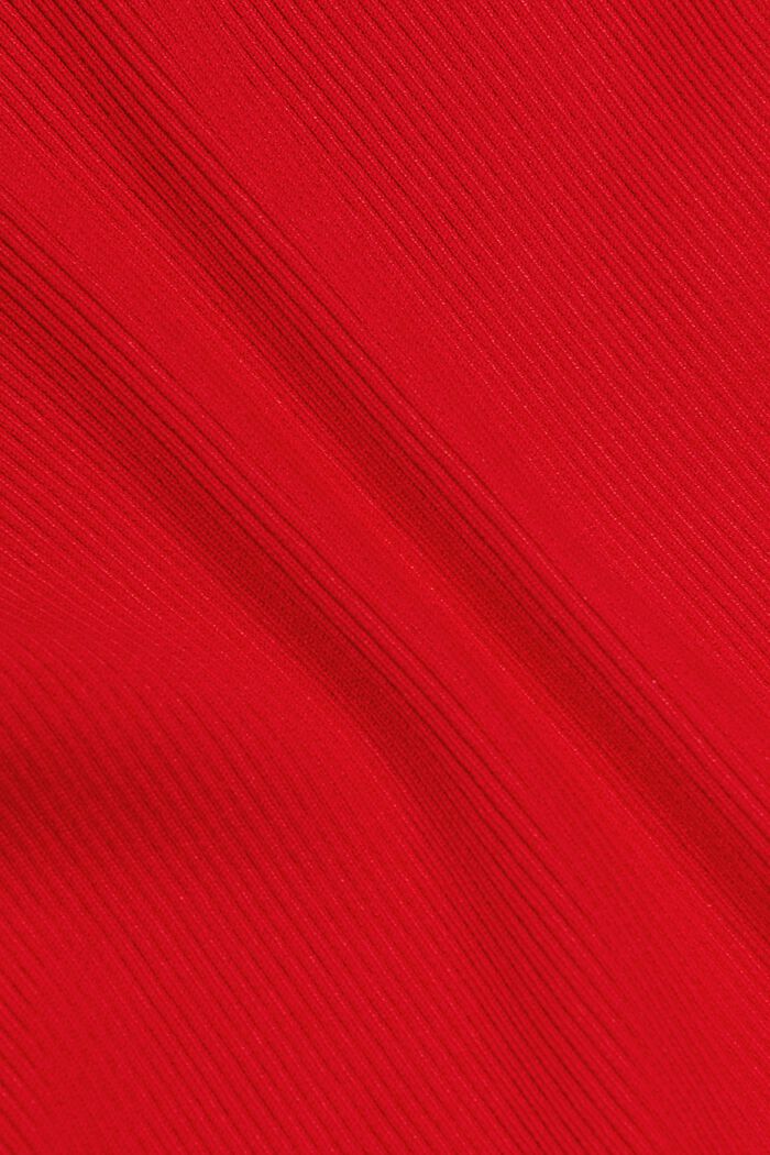 Rib-Knit Crewneck  Sweater, RED, detail image number 5