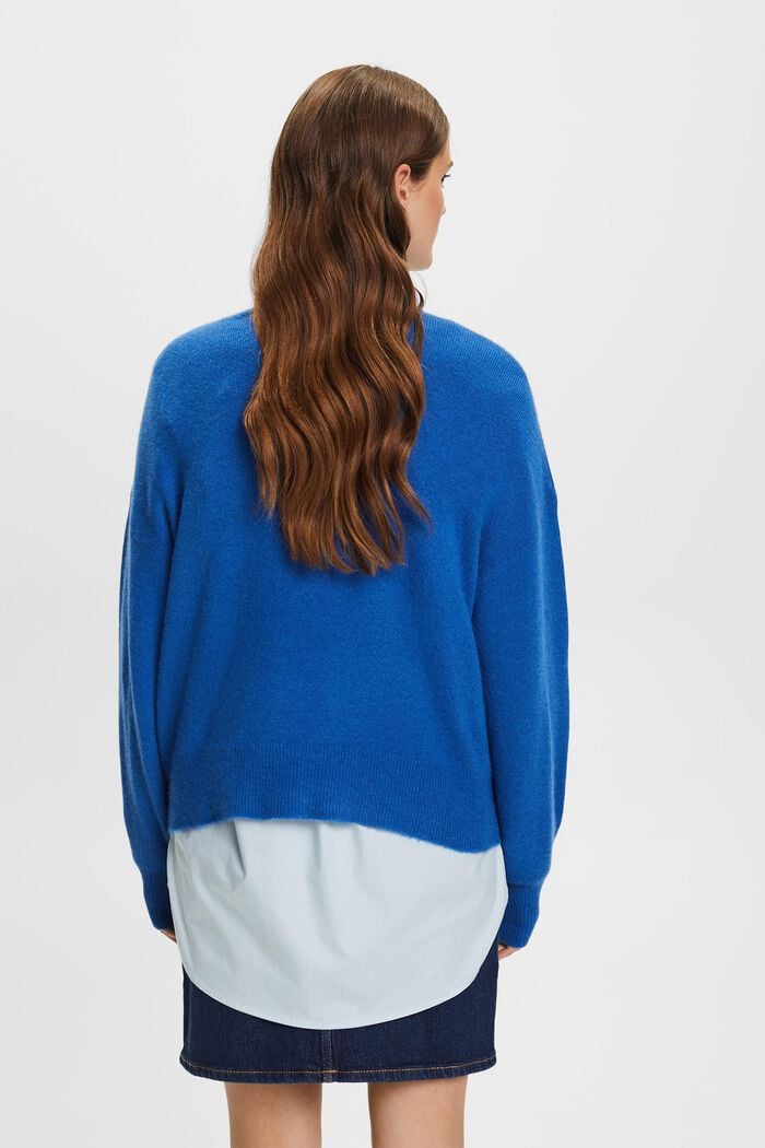 Wool Blend Crewneck Sweater, BRIGHT BLUE, detail image number 3