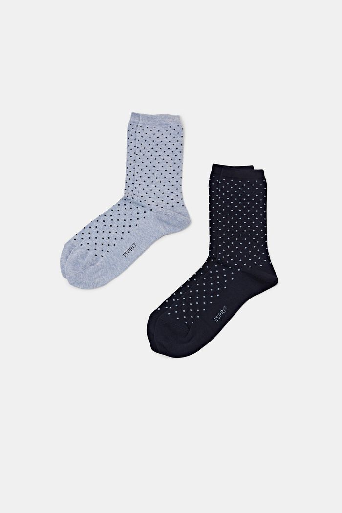 2-Pack Polka Dot Socks, Organic Cotton, LIGHT BLUE/NAVY, detail image number 0