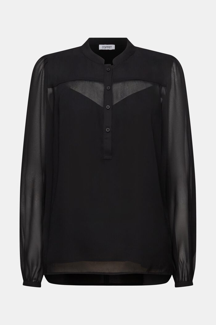 Long-Sleeve Chiffon Blouse, BLACK, detail image number 5