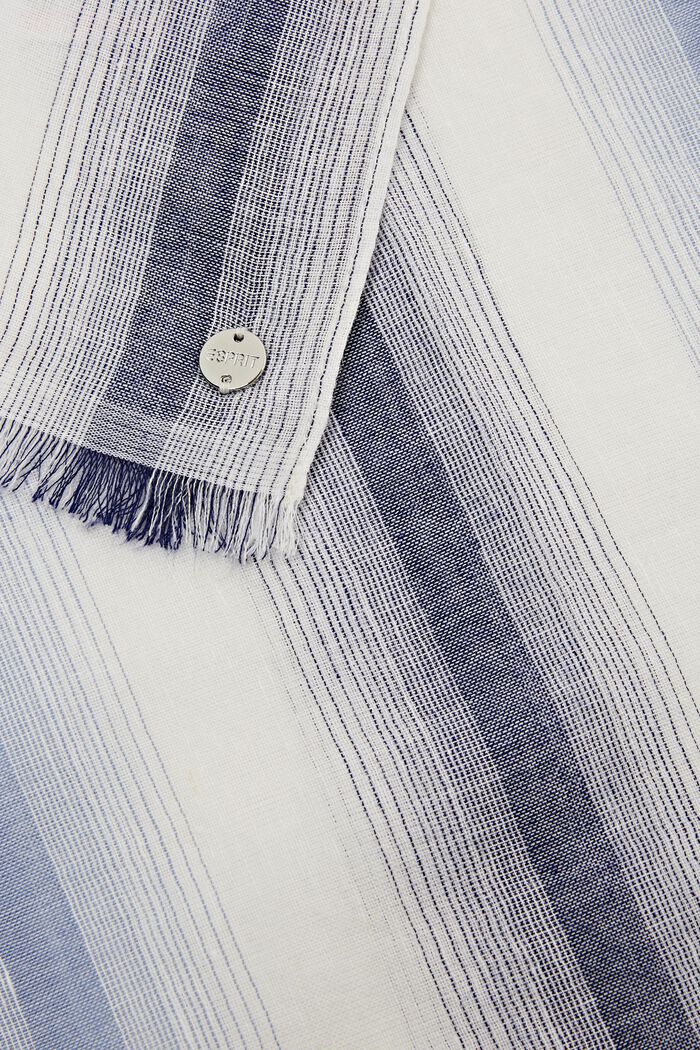 Striped linen blend scarf, DARK BLUE, detail image number 1