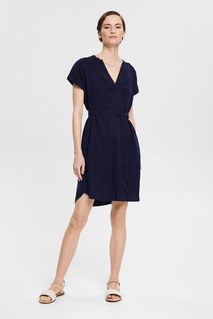 Made of TENCEL™:  tunic dress with a belt, NAVY, detail image number 6