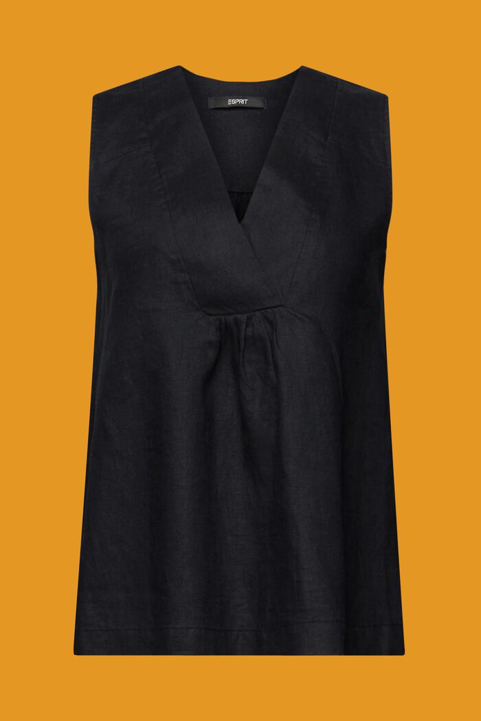 Sleeveless linen blouse, BLACK, detail image number 5