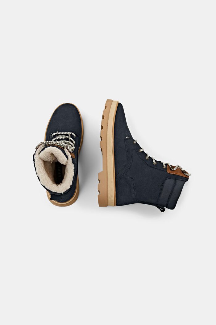Suede lace-up boots with chunky sole, NAVY, detail image number 4