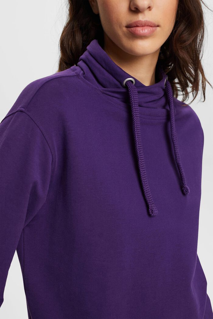 Sweatshirt with drawstring stand-up collar, DARK PURPLE, detail image number 2