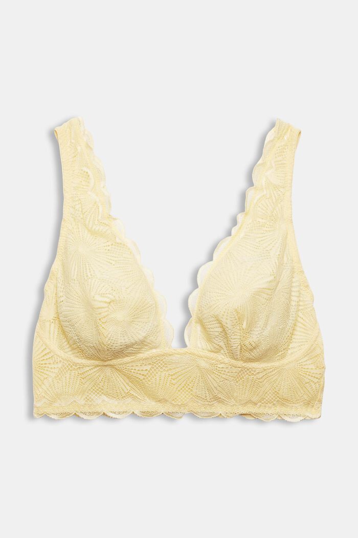 Non-padded, non-wired bra made of patterned lace