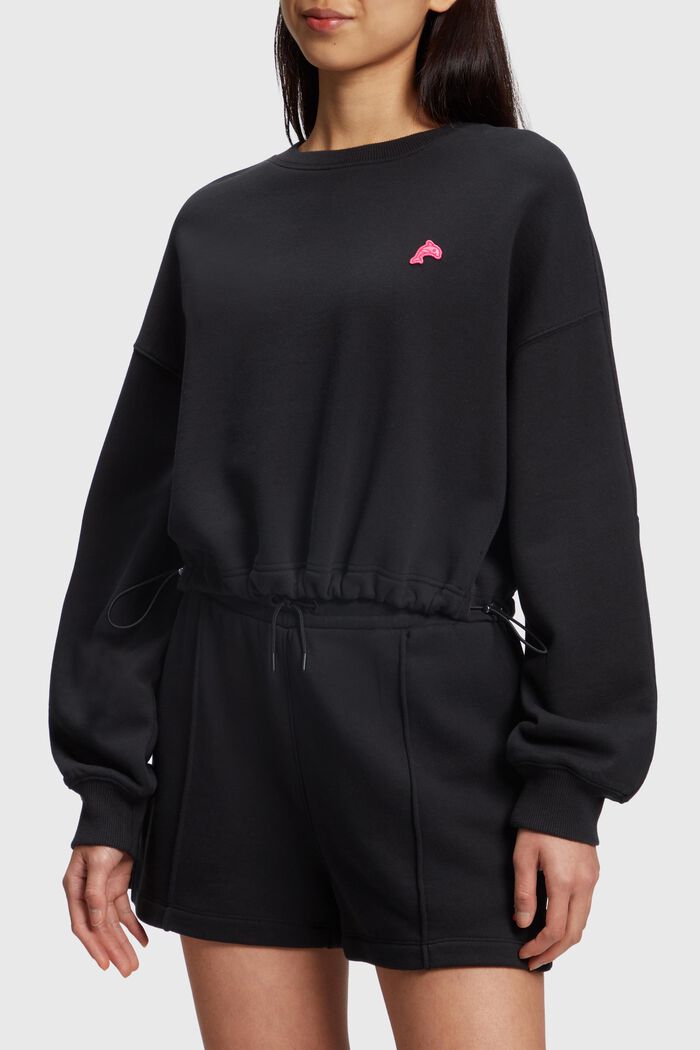 Color Dolphin Cropped Sweatshirt, BLACK, overview