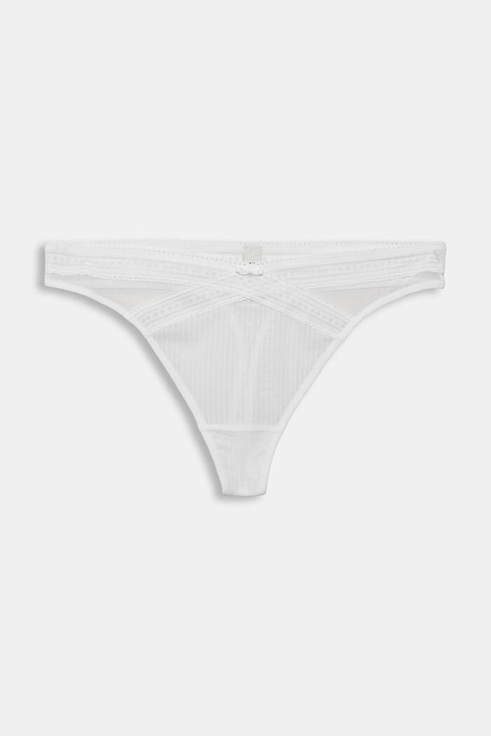 Hipster thong with patterned lace, WHITE, overview