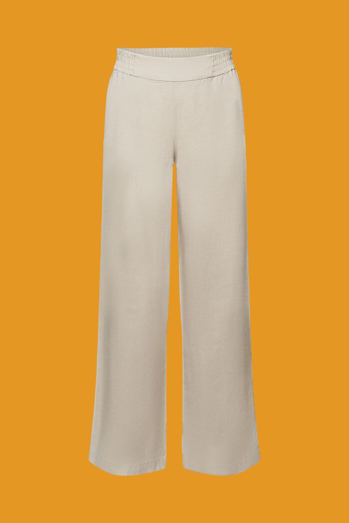 Linen Pull On Wide Leg Pants, LIGHT TAUPE, detail image number 7