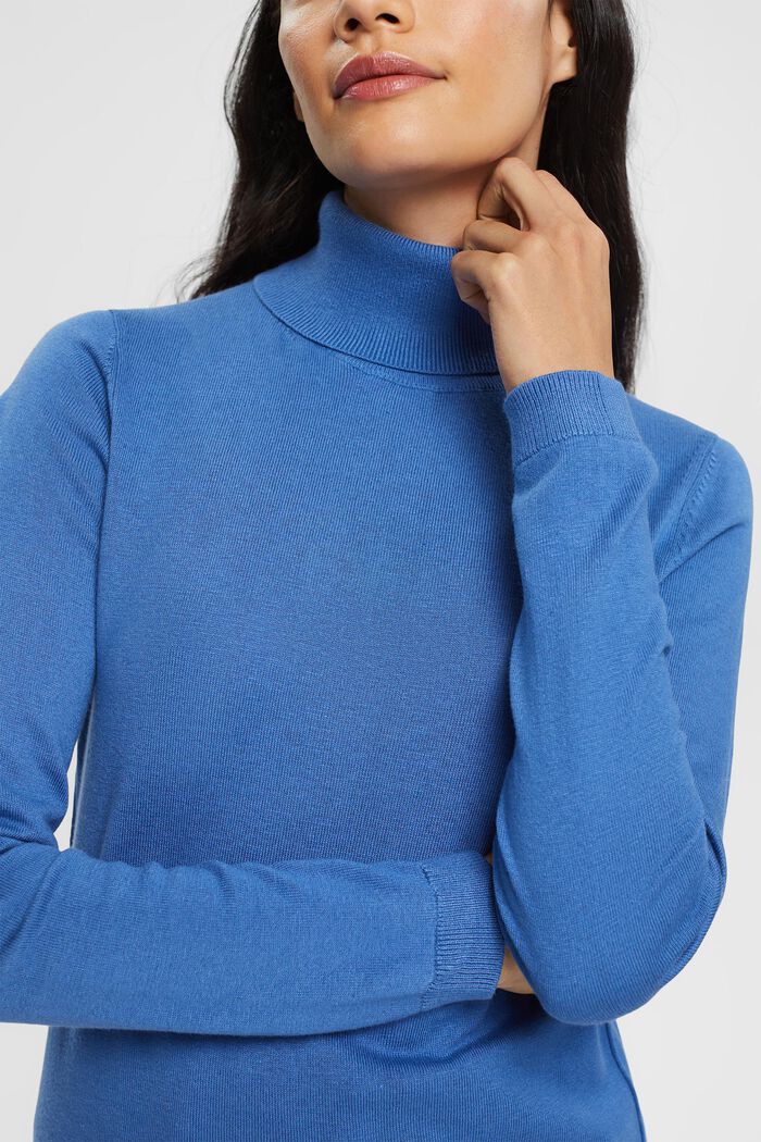 Roll neck sweater, BLUE, detail image number 0