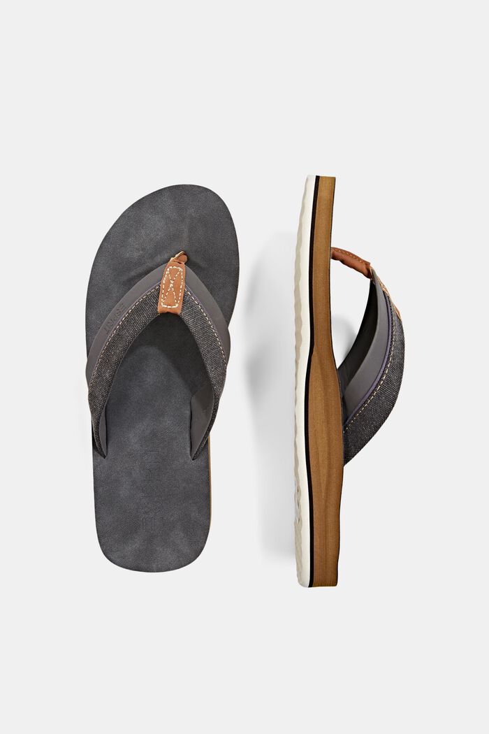 Thong sandals with material mix elements, GUNMETAL, detail image number 1