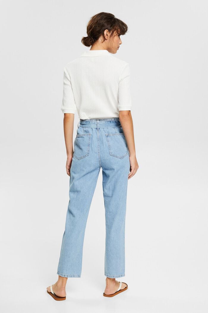 Linen blend: jeans in a paper bag style, BLUE MEDIUM WASHED, detail image number 3