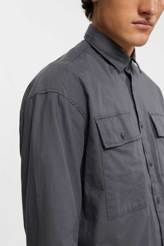 Oversized, sustainable cotton shirt, DARK GREY, detail image number 2