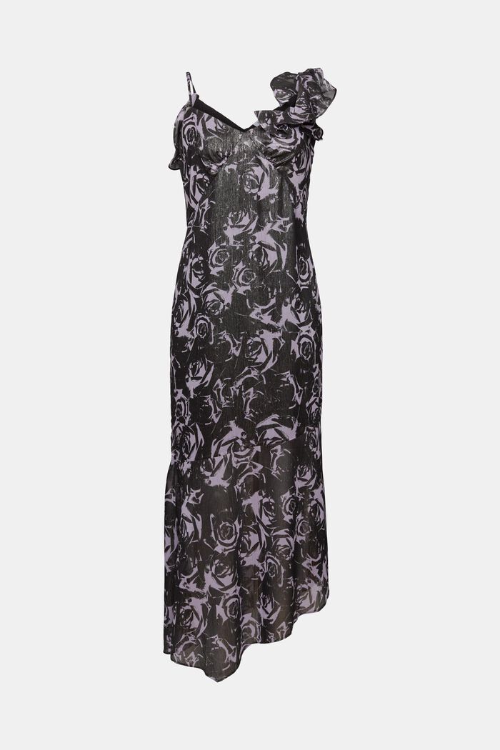 Off-The-Shoulder Printed Chiffon Maxi Dress, BLACK, detail image number 6