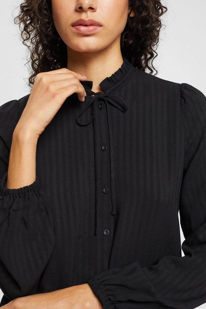 Ruffle collar blouse, LENZING™ ECOVERO™, BLACK, detail image number 0