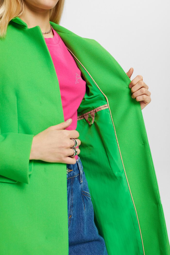 Inverted lapel collar coat, GREEN, detail image number 4