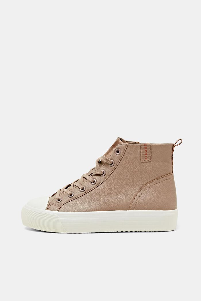 Faux Leather Platform Trainers, TAUPE, detail image number 0