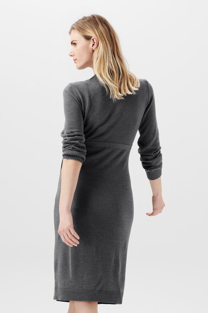 Knitted midi dress with detachable belt, MEDIUM GREY, detail image number 1